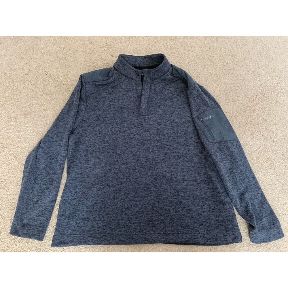 Greg Norman Mens Attack Life Play Dry Pullover Blue  1/4 button XL